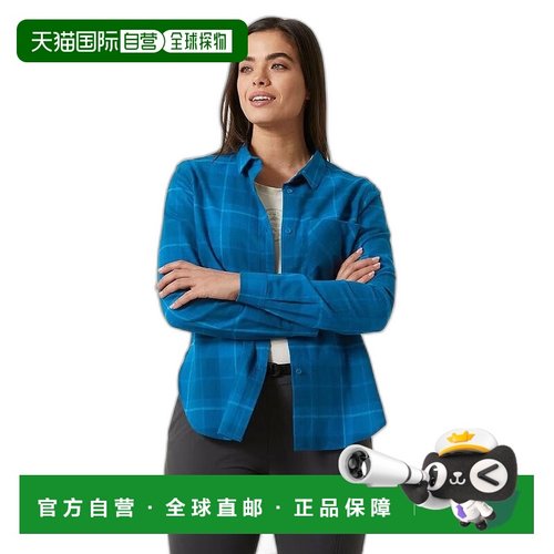 自营欧洲直邮Helly Hansen 女士蓝色棉Lokka有机法兰绒长袖衬衫