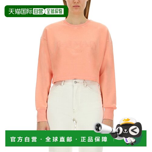 香港直邮Balmain 巴尔曼 女士 圆领短款卫衣 DF1JO006BC72长袖