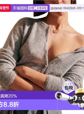 自营欧洲直邮SEZANE女士灰色马海毛混纺珍珠纽扣罗纹圆领柔软长袖