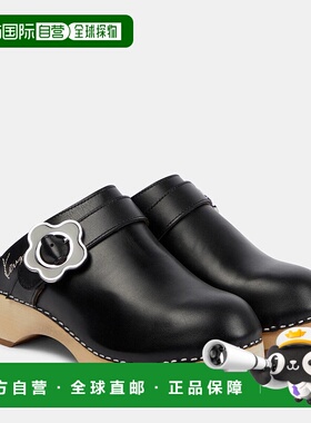 1h可退 香港直邮kenzo 高田贤三 女士 搭扣设计皮质木屐 000982