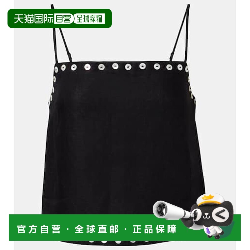 香港直邮Staud 女士 Kirra 亚麻混纺背心上衣 black黑色 舒适时尚