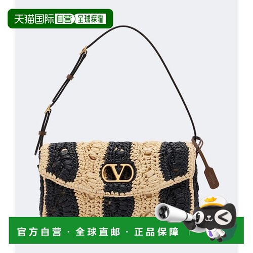 香港直邮valentino 华伦天奴 女士 DeVain 小号拉菲草质感肩包