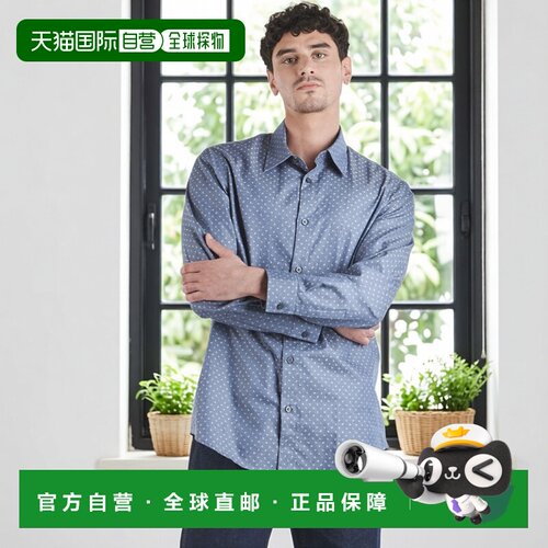 欧洲直邮Armani Exchange衣服男长袖蓝色衬衫XM002739男装