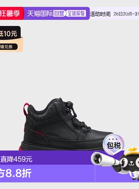 欧洲直邮Hugo Boss 4-14岁儿童黑色聚氨酯logo标识短靴