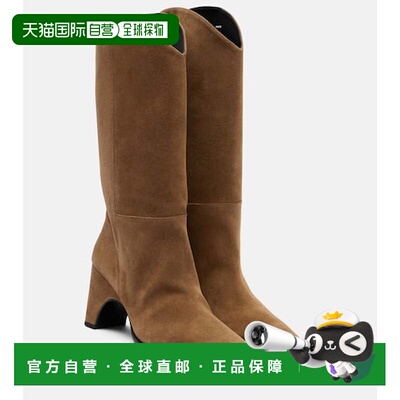 1h可退 香港直邮Coperni 女士 牛仔绒面革及膝靴子 brown棕色 舒