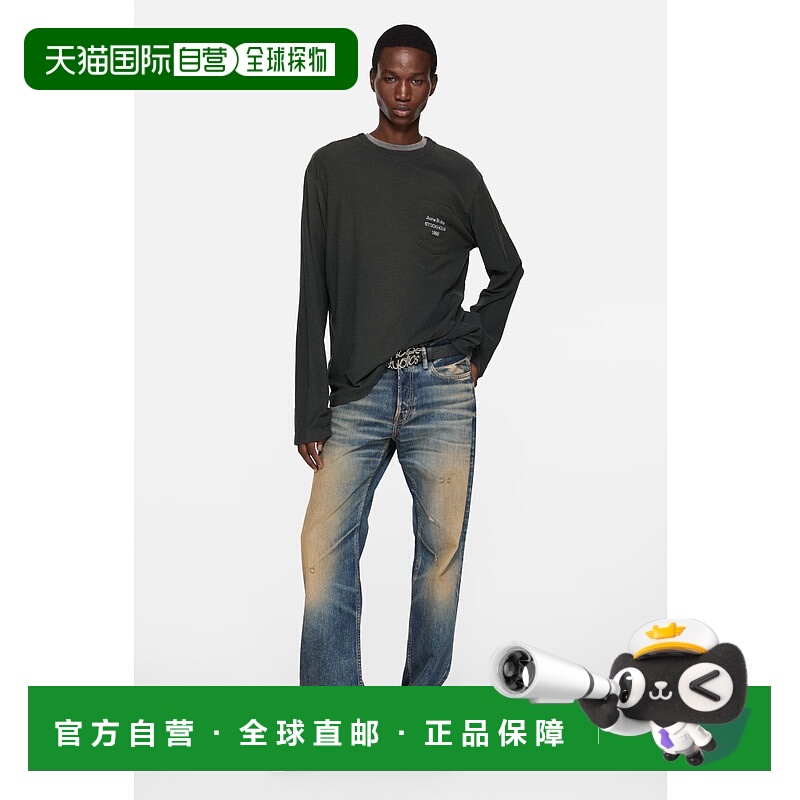 欧洲直邮ACNE（2025 年新品）徽标 T 恤长袖针织