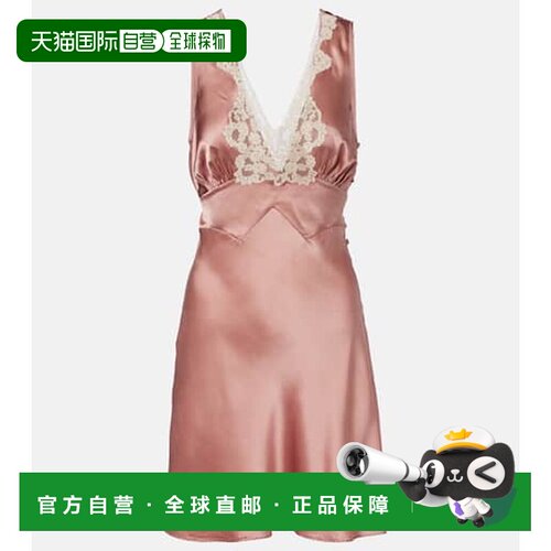 香港直邮Chloe 蔻依 女士 蕾丝边真丝缎面迷你吊带连衣裙