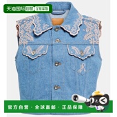 舒适时尚 香港直邮Rabanne 000984 blue蓝色 女士 刺绣牛仔背心