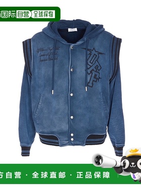 香港直邮off-white 男士 灰白色紐扣抽繩連帽衫 OMEK003F25FLE002