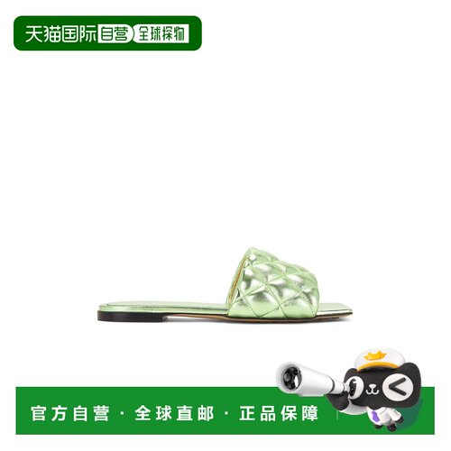 1h可退 香港直邮Bottega Veneta 葆蝶家 女士 绗缝金属感平底拖鞋