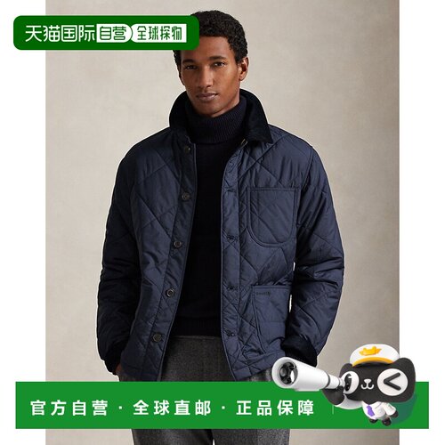 自营欧洲直邮Ralph Lauren拉夫劳伦 Hurston男士大学海军蓝绗缝工