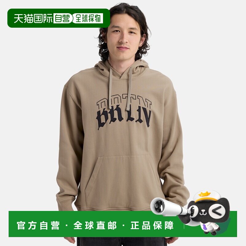 自营欧洲直邮Burton伯顿 Varsity男士灰褐色印花连帽卫衣棉质帽衫