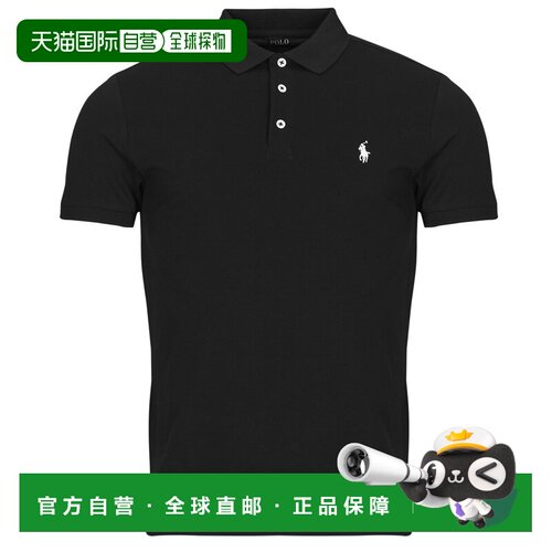 欧洲直邮Ralph Lauren男装Polo衫黑色修身翻领通勤风短袖夏季新款