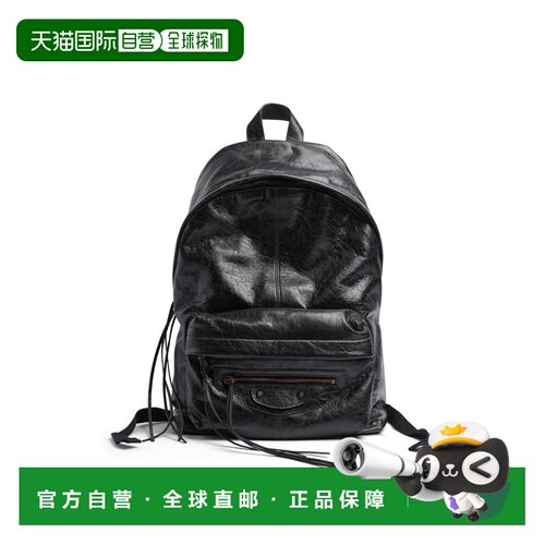 自营欧洲直邮Balenciaga巴黎世家 Le City 银色饰面羊皮双肩包 黑