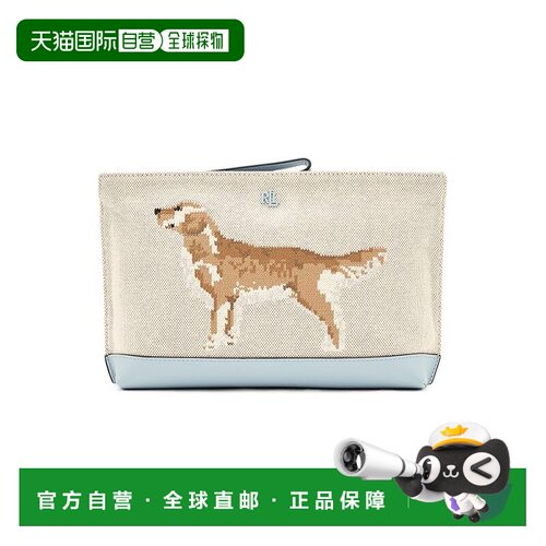 美国直邮Lauren Ralph Lauren 女士 小狗刺绣帆布大号小包