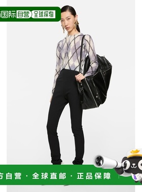 自营欧洲直邮Acnes Studios 女士灰紫色马海毛菱形格纹针织开衫