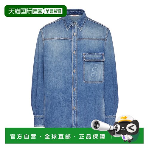 【99新未使用】香港直邮Valentino VLOGO SIGNATURE牛仔衬衫 VDB0