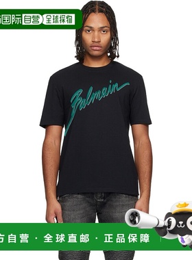 香港直邮Balmain 巴尔曼 男士 黑色 Lettre Flocked T 恤 FH1EG00