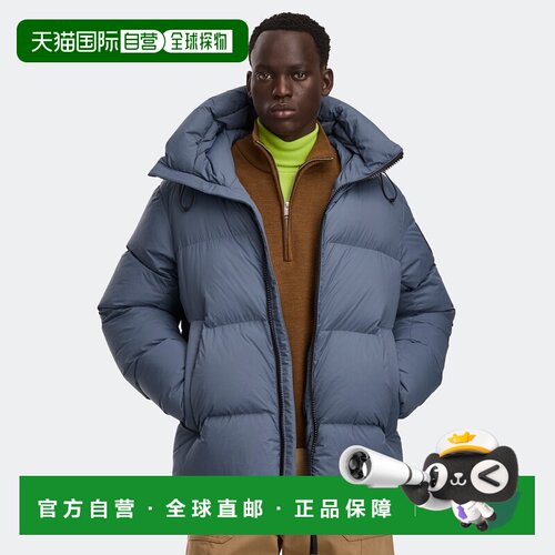 欧洲直邮自营Canada Goose加拿大鹅 男士雾蓝色聚酯纤维连帽羽绒