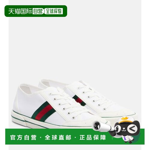 1h可退 香港直邮Gucci 古驰 女士 1977 网球帆布运动鞋 white白色