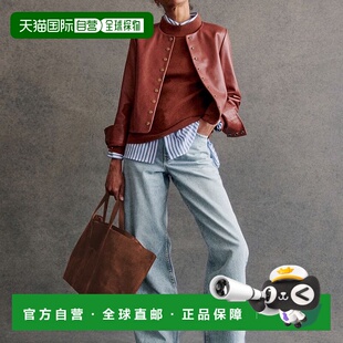 自营欧洲直邮Sezane 女士栗色小羊皮夹克休闲时尚百搭舒适流行穿