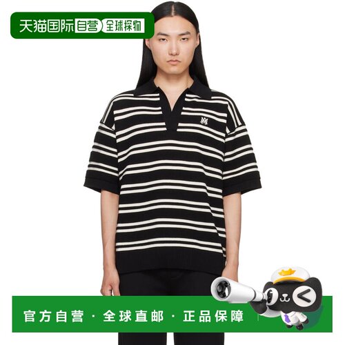 香港直邮AMIRI 男士 黑色 & 白色 MA Stripe Polo 衫 AMTOKN1103