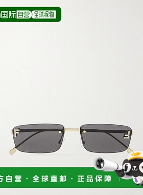 1h可退 香港直邮Fendi 芬迪 女士 First 矩形框水晶装饰镀金太阳