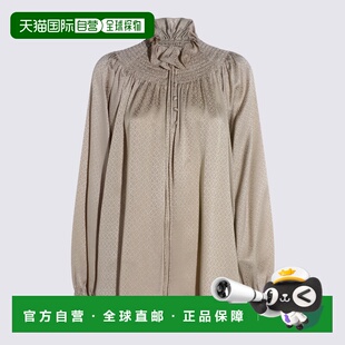 欧洲直邮burberry 女士 衬衫泡泡袖格子立领长袖场合宽松复古时尚