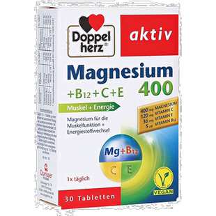 自营｜Doppelherz双心成人抽筋片剂30粒补镁400mg+维B12+维C维E