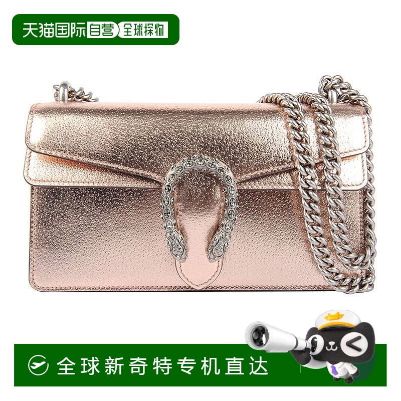 欧洲直邮GUCCI/古驰 女士香槟金皮革DIONYSU虎头扣链条单肩包