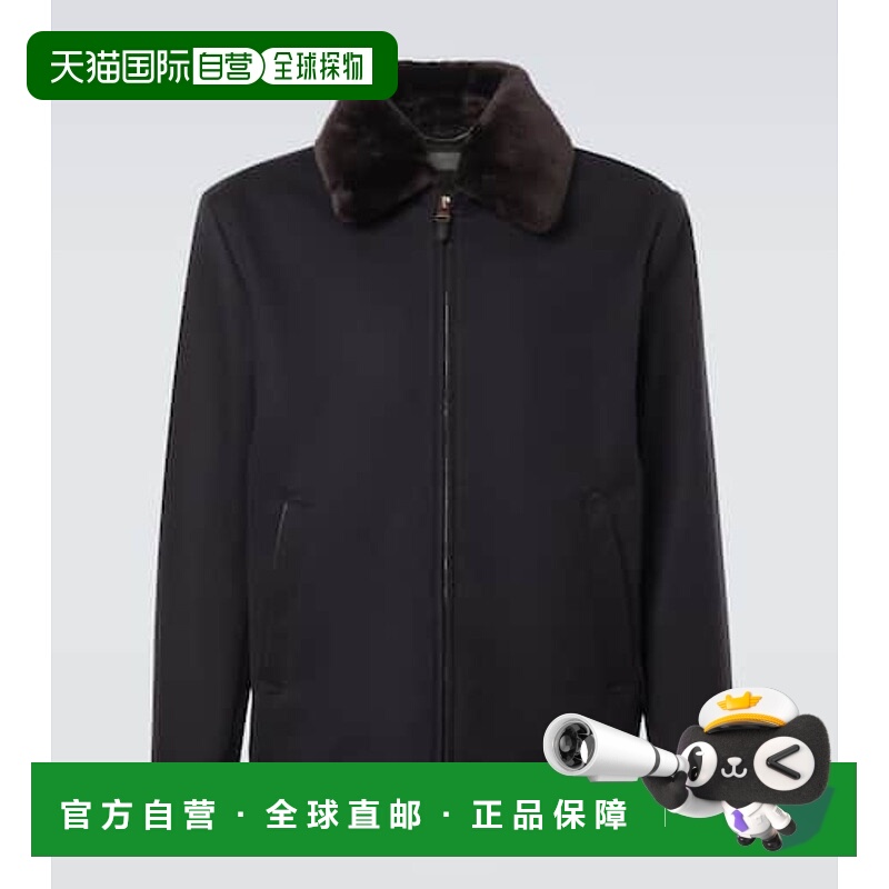 香港直邮Canali 康钠丽 男士 皮毛饰边羊绒夹克 black黑色 舒适时