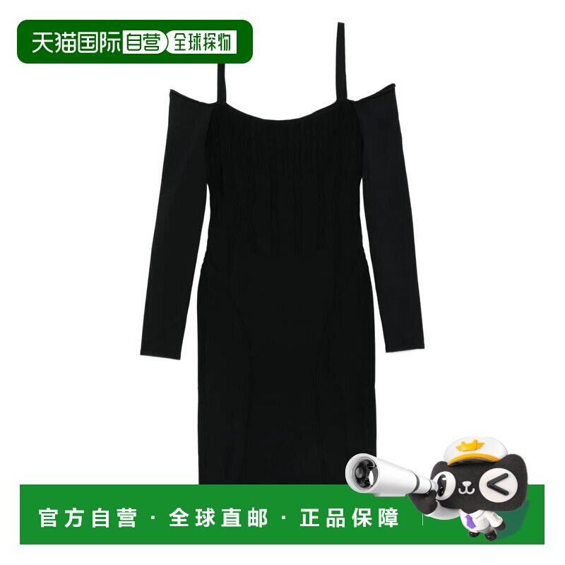 1h可退 香港直邮Mugler 穆勒 女士 露肩长袖中长连衣裙 25F2RO172