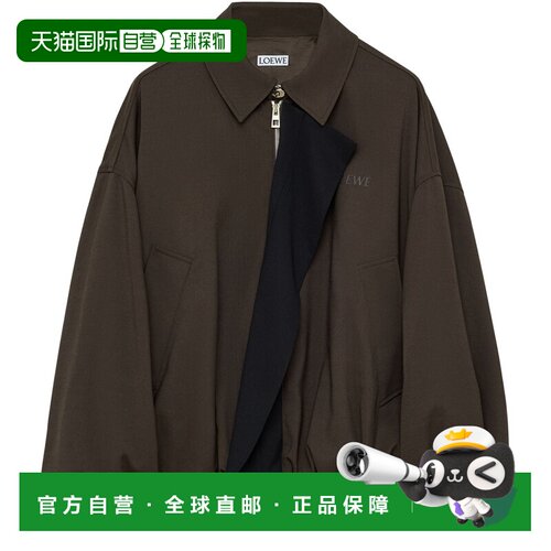 自营欧洲直邮LOEWE罗意威 女士棕色粘胶纤维拉链夹克支付后1h可退