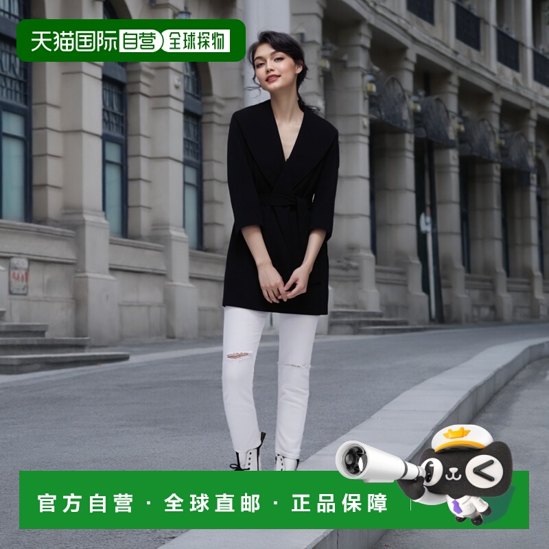 欧洲直邮 max mara 女士 纯色系带中长款长袖大衣