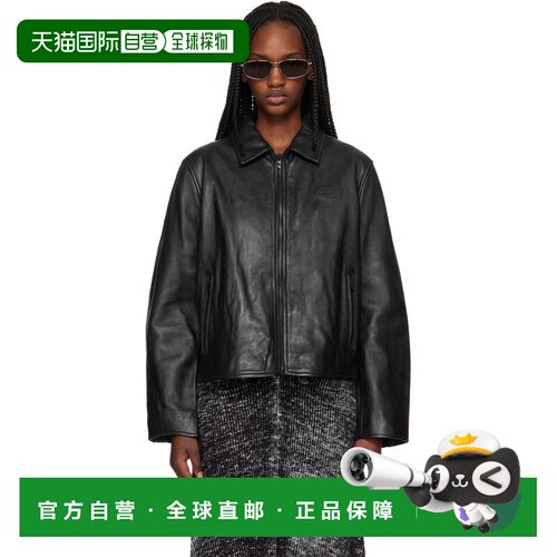 香港直邮Diesel 迪赛 女士 黑色 L-Amar-Fem-S2 皮革夹克 A219010