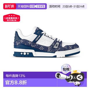 欧洲直邮LV 新款 路易威登男士 春季 粒面小牛皮牛仔布运动鞋 1h可退