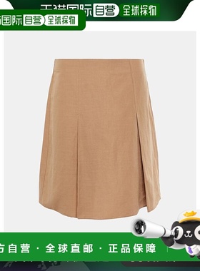 香港直邮VINCE 女士 褶裥棉混纺迷你半身裙 001216
