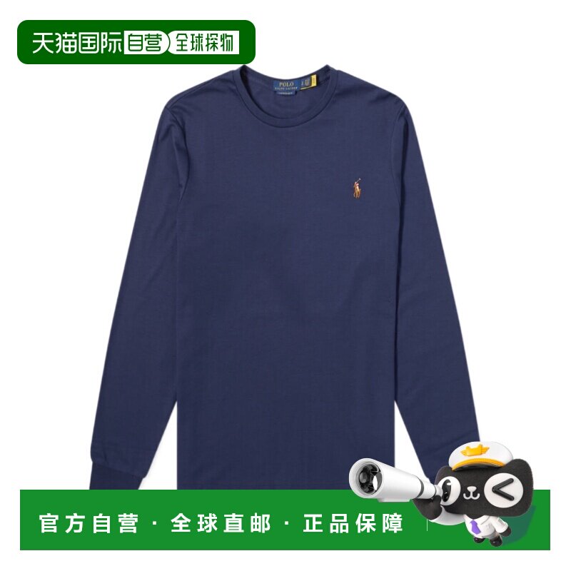1h可退 香港直邮polo ralph lauren 25FW 海军蓝圆领长袖T恤 Men图片