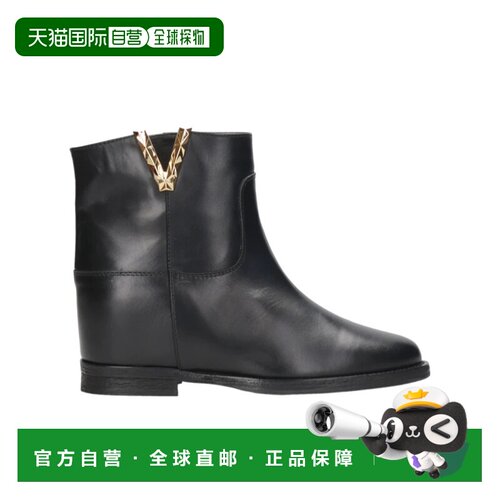香港直邮Via Roma 15 女士高跟鞋 4056NERO AW2024 黑色 开叉细节