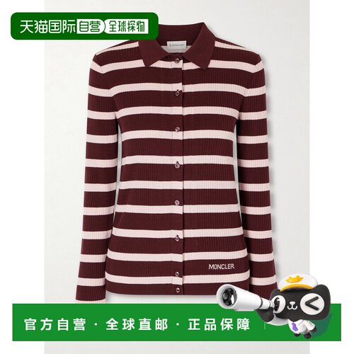 美国直邮Moncler 盟可睐 女士 条纹罗纹棉质Polo衫 0939A000M9371