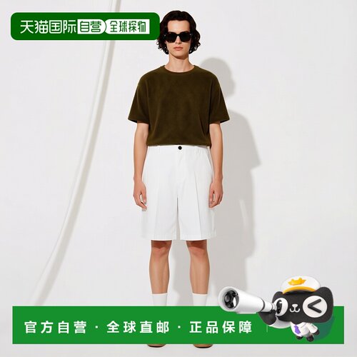 自营欧洲直邮GUCCI古驰 Web男士白色棉质织带休闲裤五分裤长裤