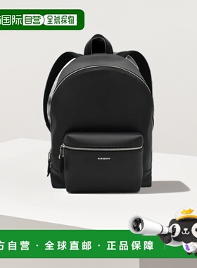 自营欧洲直邮Burberry博柏利双肩背包男士黑色外部带口袋和logo