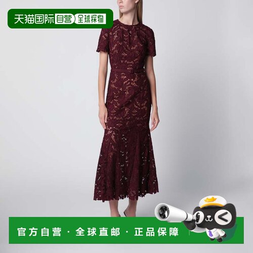 香港直邮Self-Portrait 女士 midi 酒红色花边正装可拆卸皮带 PF2
