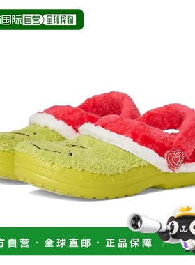 1h可退 香港直邮Crocs 卡骆驰 女童 The Grinch 经典款内衬洞洞鞋