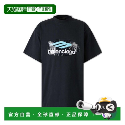 1h可退 香港直邮Balenciaga 巴黎世家 男士 标志印花圆领T恤 8503