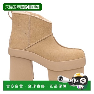 垫防滑徽标高跟 面防臭鞋 自营欧洲直邮UGG24新款 女士浅褐色麂皮鞋