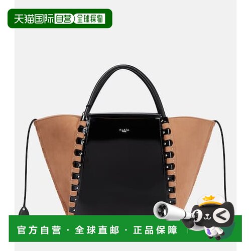 1h可退 香港直邮Alaia 女士 铰链中号绒面革皮革手提包斜挎包