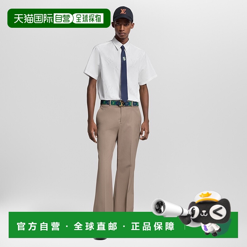 自营欧洲直邮LV路易威登 Monogram系列男士奶白色棉老花图案短袖