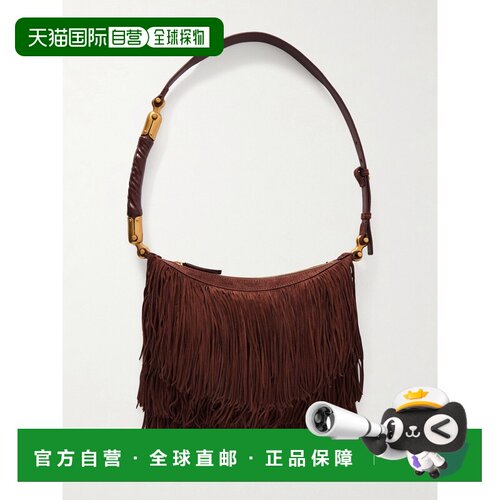 香港直邮Balmain 巴尔曼 女士 Ebene 流苏绒面革肩包 GN0BT053LWS