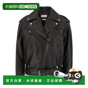 香港直邮mcqueen 亚历山大 麦昆 女士 大仿古皮革机车夹克 833758